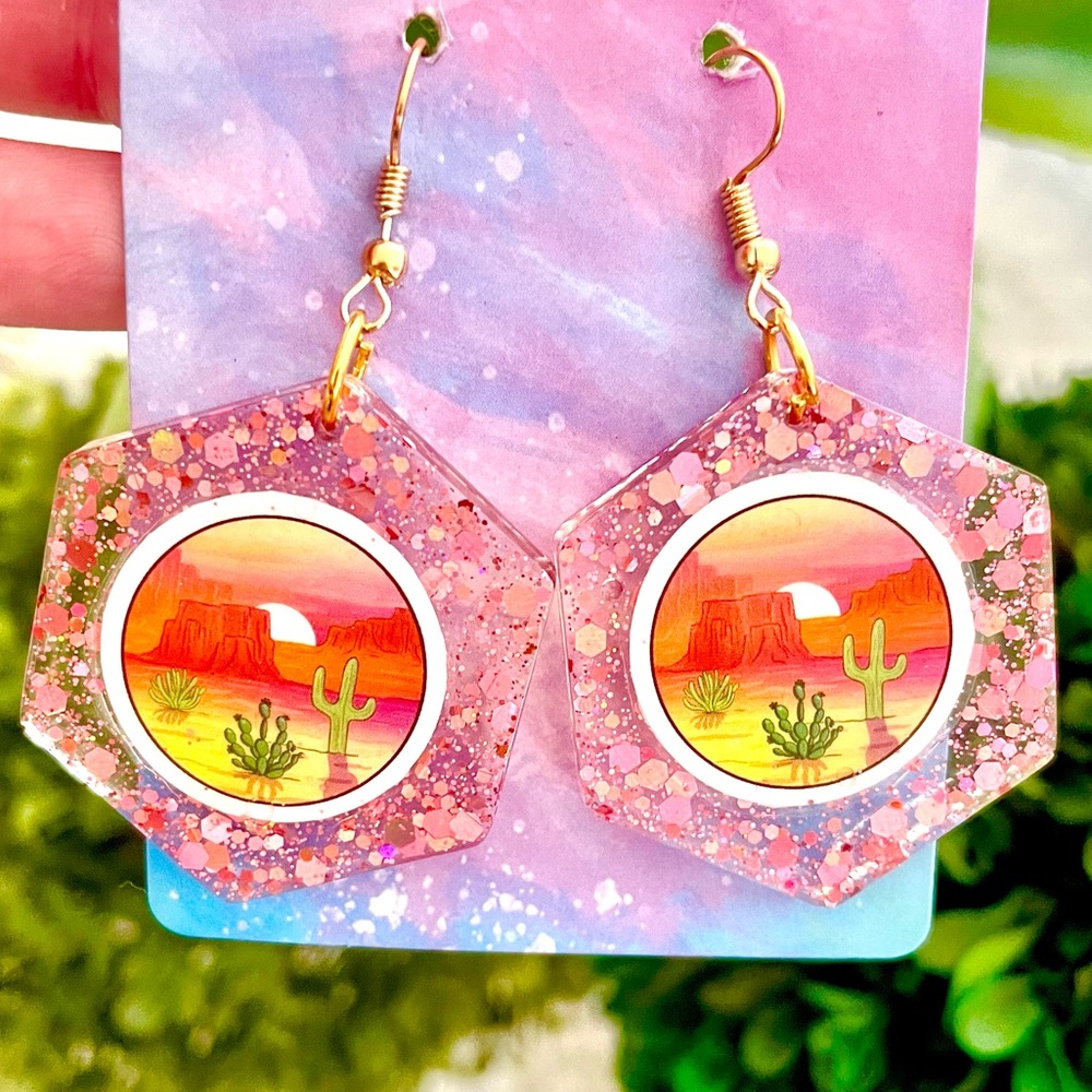 Acrylic Desert Dangle Earrings
